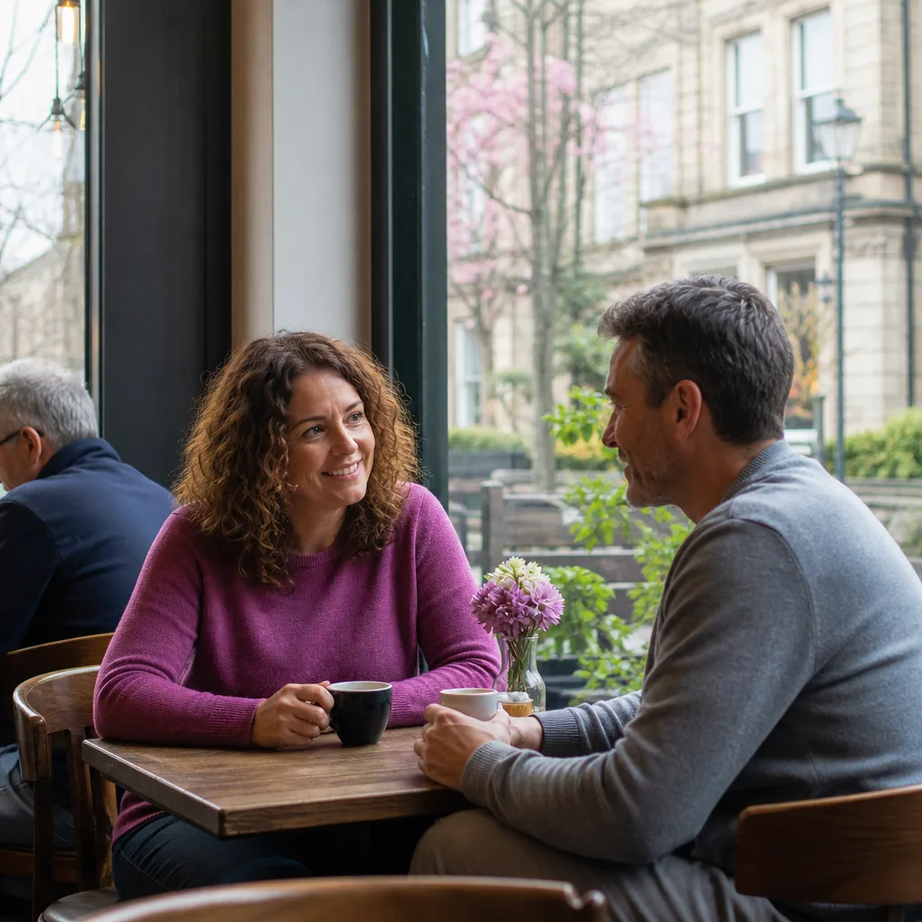 Adult writing a dating profile at home in Harrogate